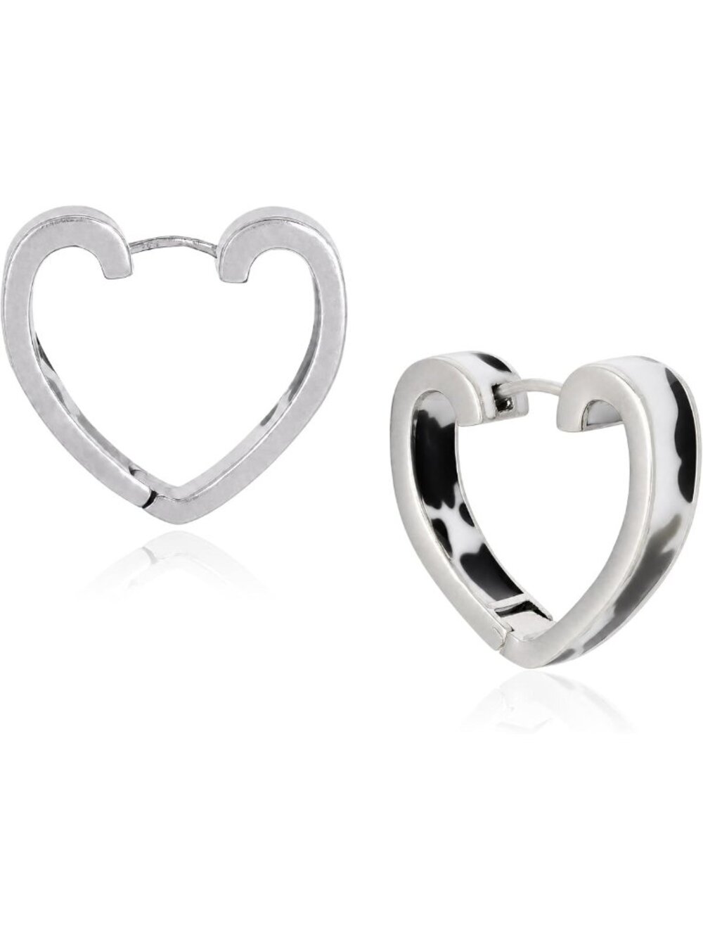 Trendy Cow Print Heart Drop Hoop Earrings for Women - Western Style Jewelry
